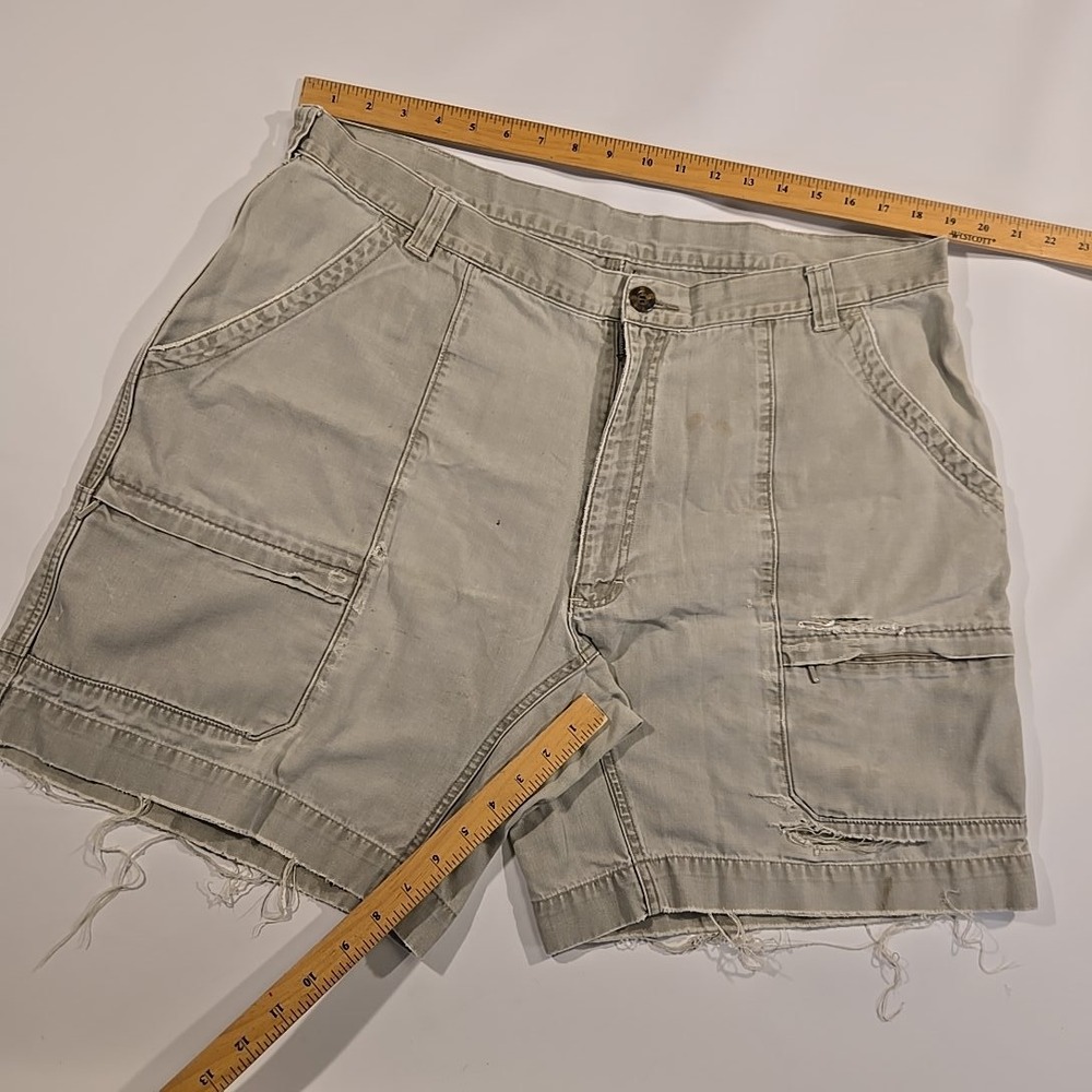 VTG Woolrich Mens 40 Utility Cargo Shorts Thrashed Distressed Y2K Workwear USA - Picture 3 of 9